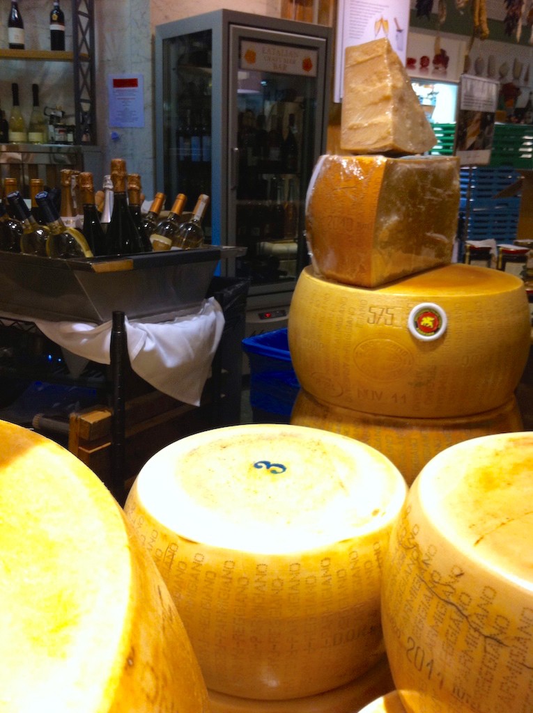 Parmesan wheels at Eataly, NYC