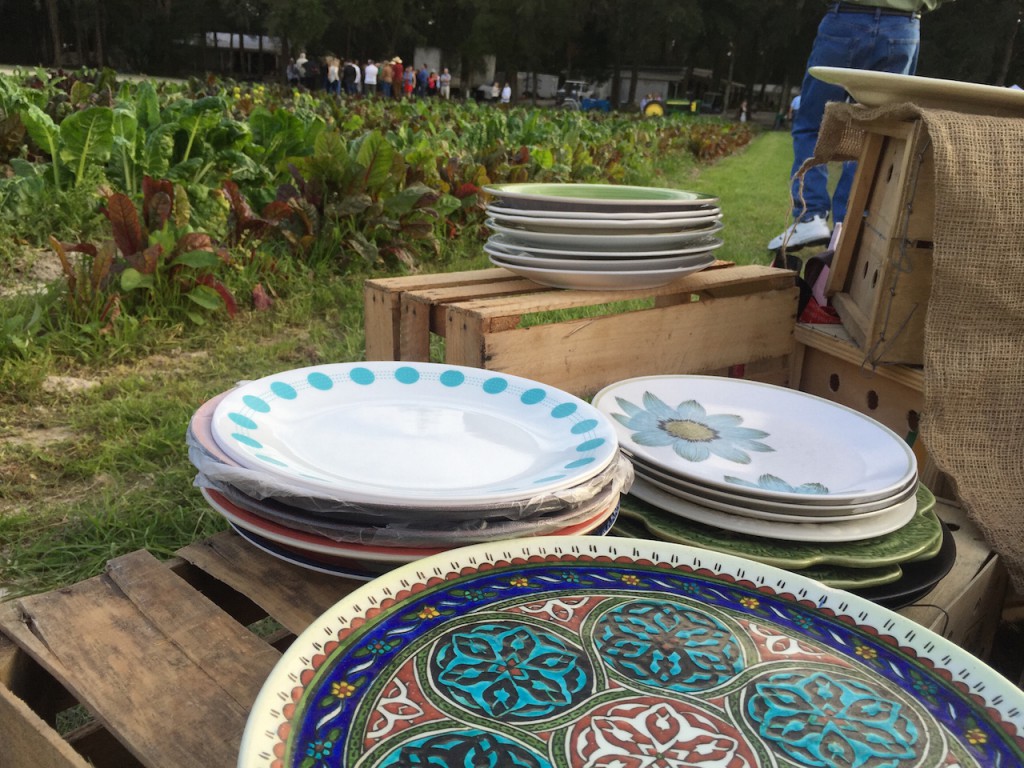 Everyone brings their own plate! It's washed and set for pick-up after dessert.